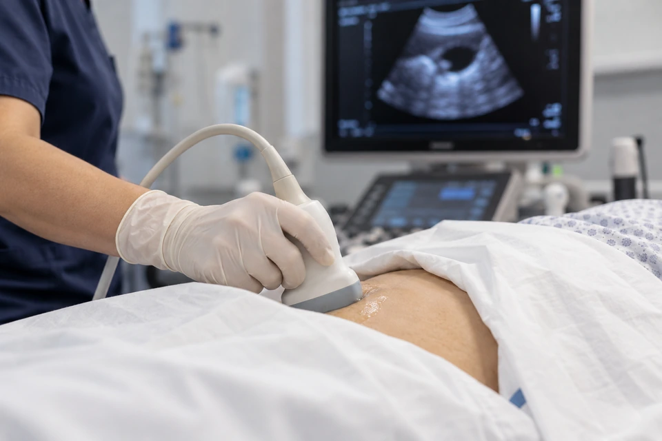 An abdominal ultrasound examination
