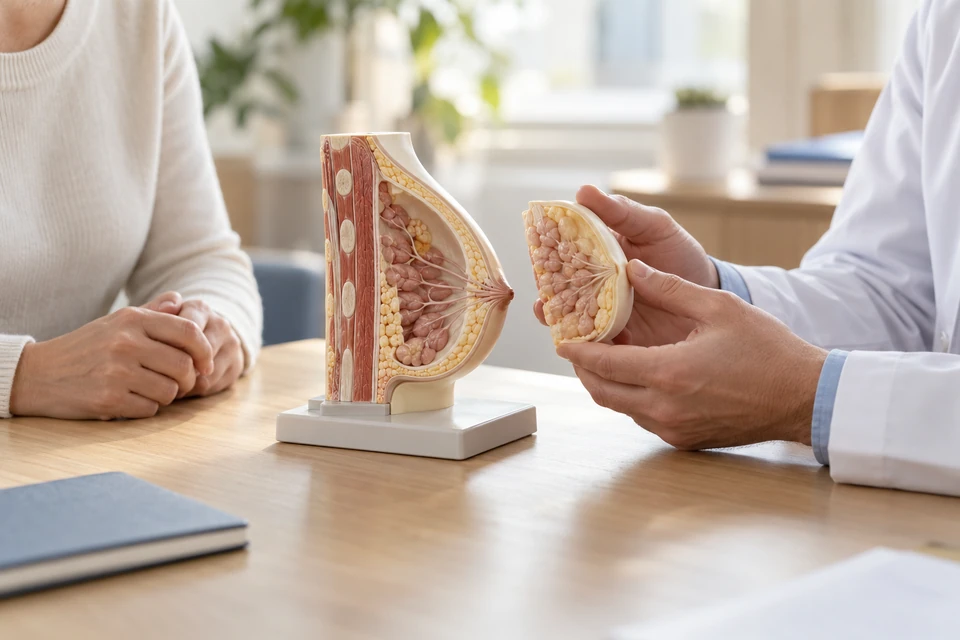 Explaining the extent of mastectomy using a teaching model