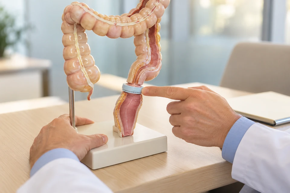 Anterior rezeksiyonda alt bağırsak bağlantısının modelle anlatılması