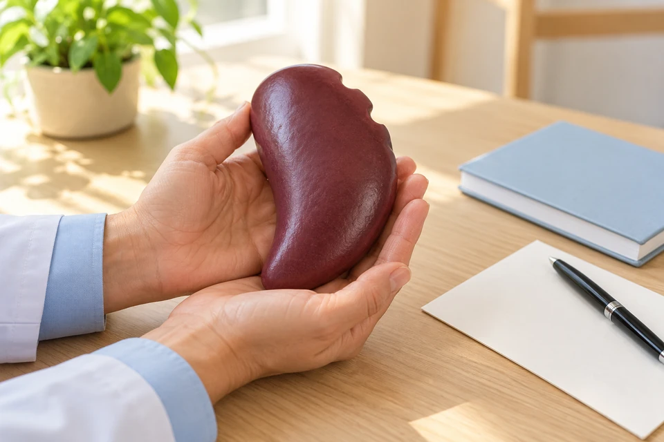 Spleen model and consultation materials for postoperative prevention planning